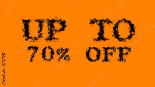 Up To 70% Off smoke text effect orange isolated background. animated text effect with high visual impact. letter and text effect. 