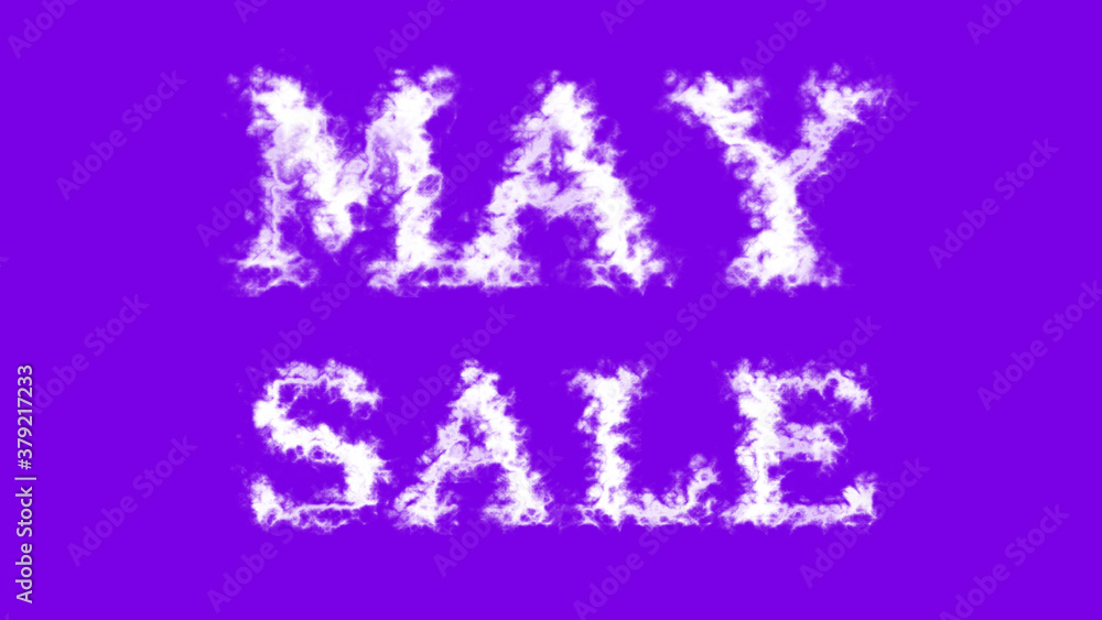 May Sale cloud text effect violet isolated background. animated text effect with high visual impact. letter and text effect. 