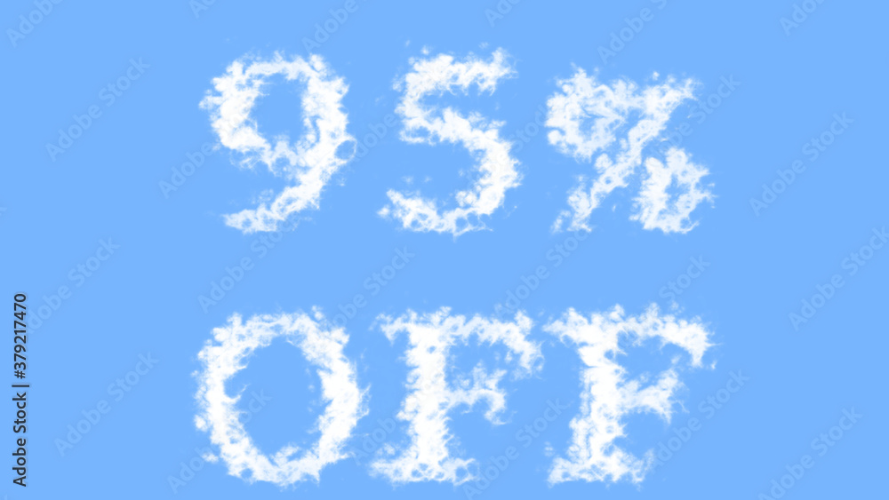95% Off cloud text effect sky isolated background. animated text effect with high visual impact. letter and text effect. 