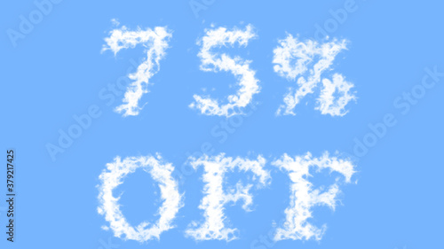 75% Off cloud text effect sky isolated background. animated text effect with high visual impact. letter and text effect. 