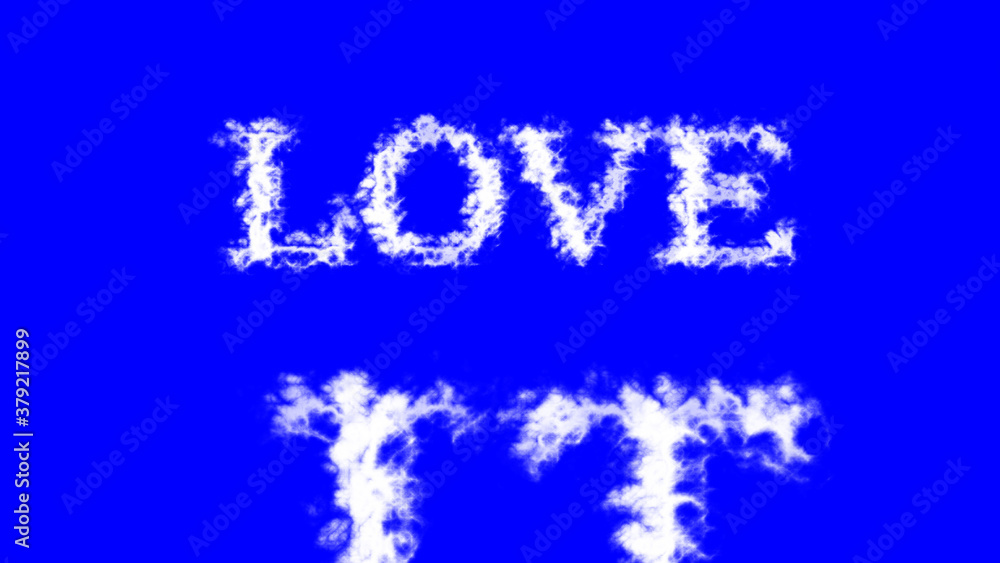 Love It cloud text effect blue isolated background. animated text effect with high visual impact. letter and text effect. 