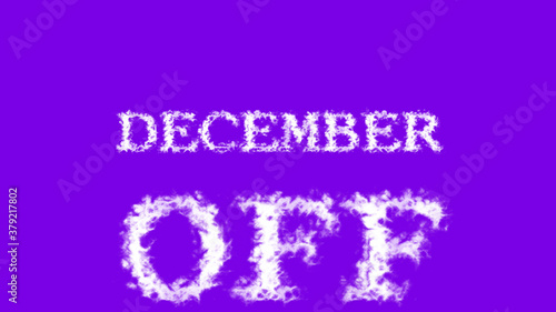 December Off cloud text effect violet isolated background. animated text effect with high visual impact. letter and text effect. 