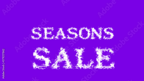 Seasons Sale cloud text effect violet isolated background. animated text effect with high visual impact. letter and text effect. 