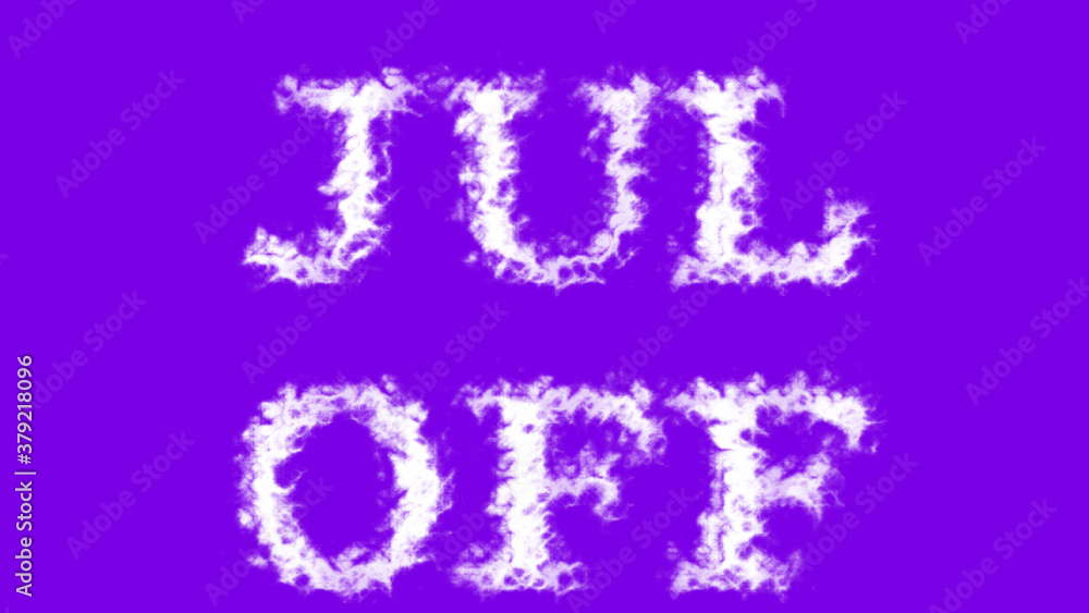 Jul Off cloud text effect violet isolated background. animated text effect with high visual impact. letter and text effect. 