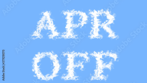 Apr Off cloud text effect sky isolated background. animated text effect with high visual impact. letter and text effect. 