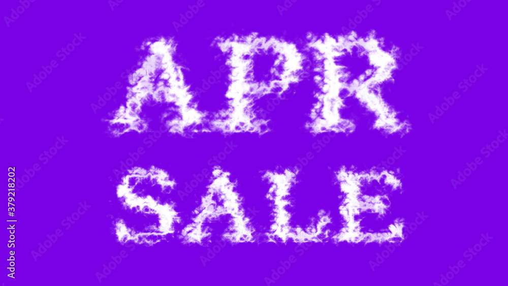 Apr Sale cloud text effect violet isolated background. animated text effect with high visual impact. letter and text effect. 