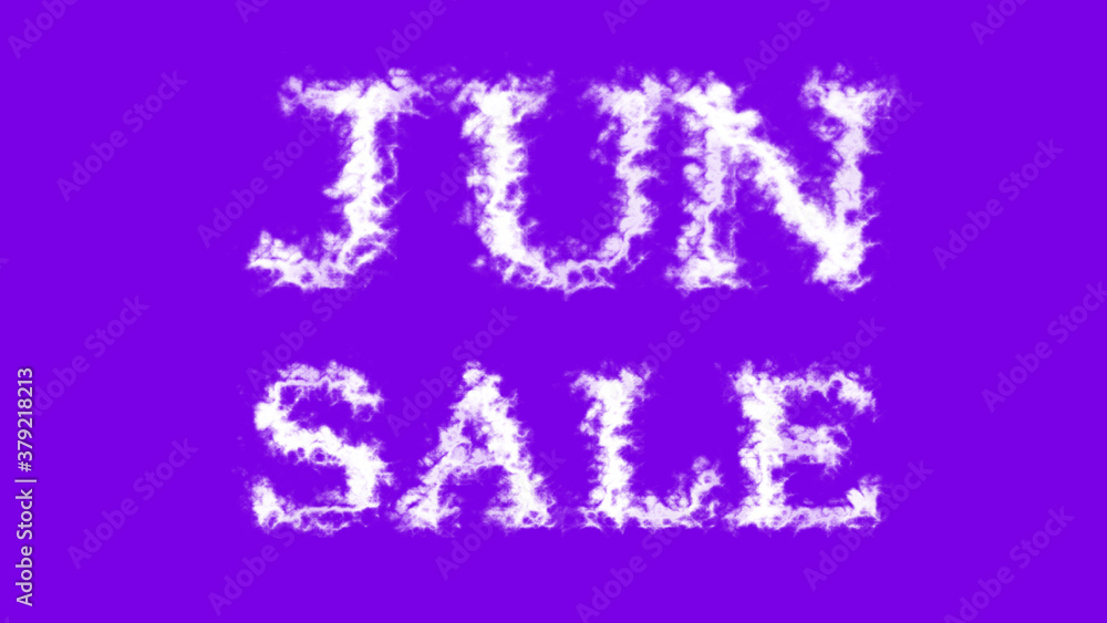 Jun Sale cloud text effect violet isolated background. animated text effect with high visual impact. letter and text effect. 