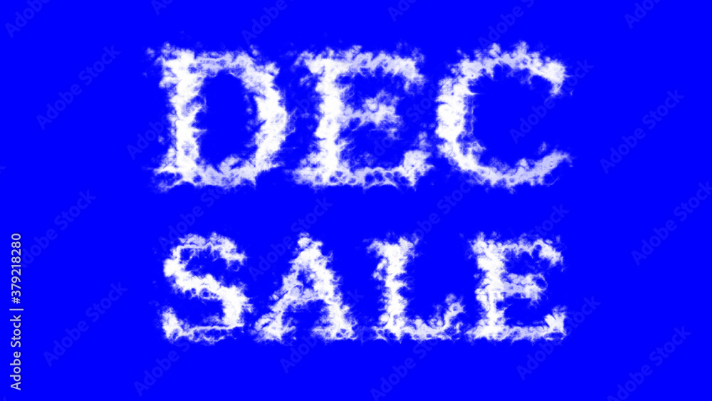 Dec Sale cloud text effect blue isolated background. animated text effect with high visual impact. letter and text effect. 
