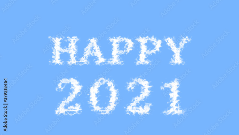 Happy 2021 cloud text effect sky isolated background. animated text effect with high visual impact. letter and text effect. 