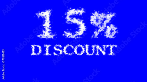 15% discount cloud text effect blue isolated background. animated text effect with high visual impact. letter and text effect. 