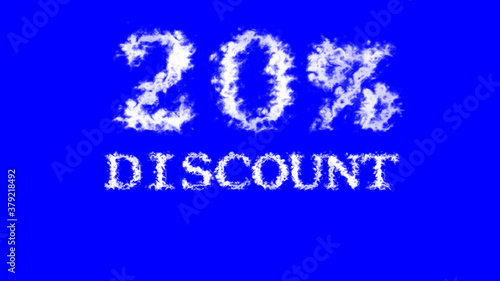 20% discount cloud text effect blue isolated background. animated text effect with high visual impact. letter and text effect. 