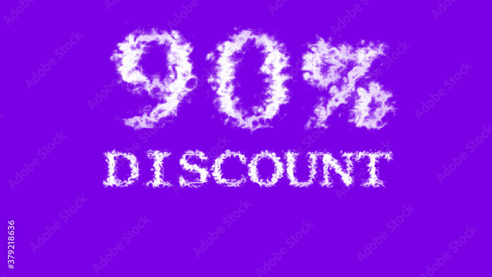 90% discount cloud text effect violet isolated background. animated text effect with high visual impact. letter and text effect. 