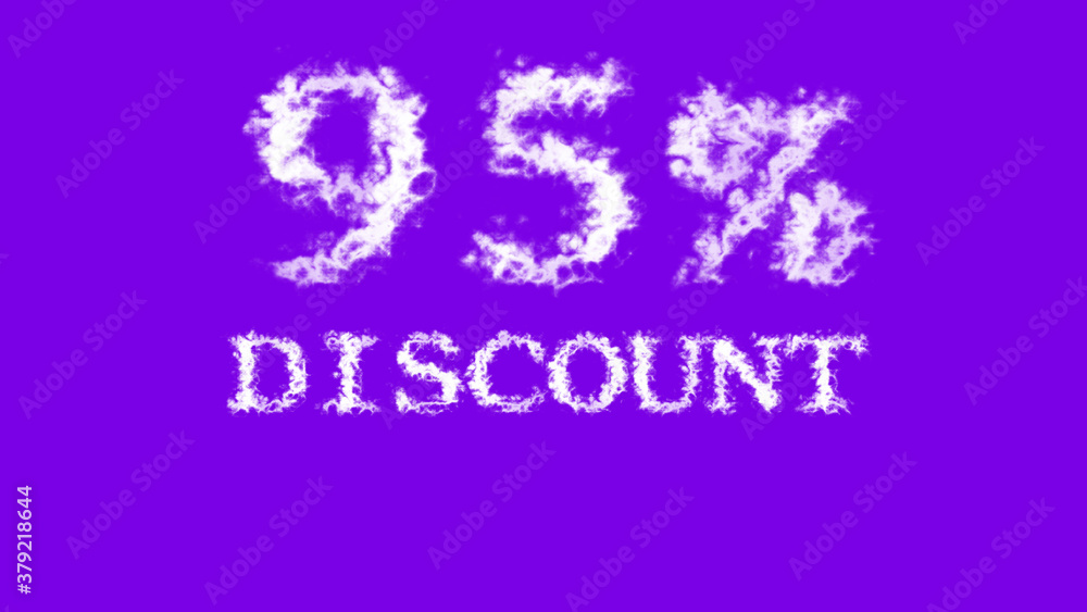 95% discount cloud text effect violet isolated background. animated text effect with high visual impact. letter and text effect. 