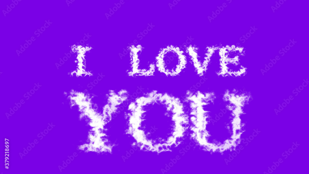I Love You cloud text effect violet isolated background. animated text effect with high visual impact. letter and text effect. 