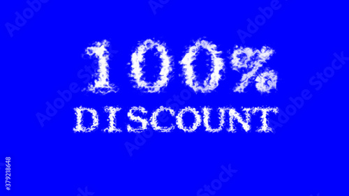 100% discount cloud text effect blue isolated background. animated text effect with high visual impact. letter and text effect. 