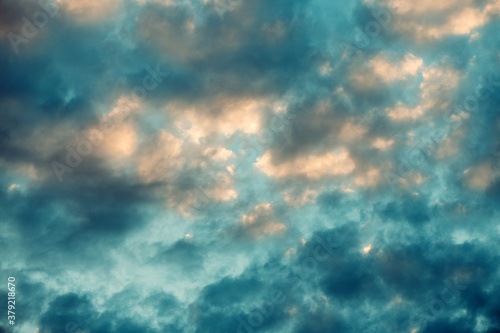 Summer sunset sky with clouds