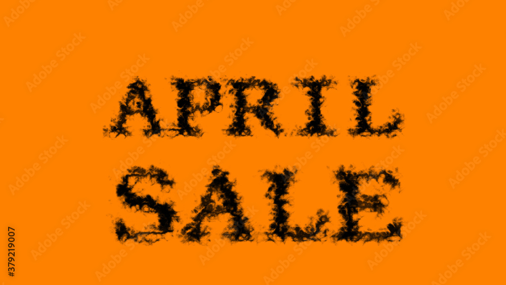 April Sale smoke text effect orange isolated background. animated text effect with high visual impact. letter and text effect. 