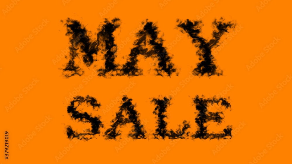 May Sale smoke text effect orange isolated background. animated text effect with high visual impact. letter and text effect. 