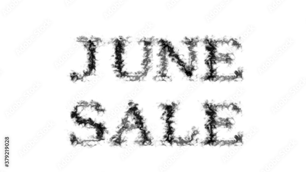 June Sale smoke text effect white isolated background. animated text effect with high visual impact. letter and text effect. 