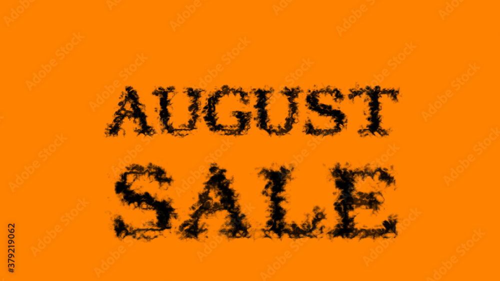 August Sale smoke text effect orange isolated background. animated text effect with high visual impact. letter and text effect. 