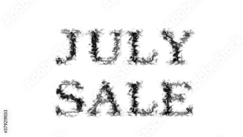 July Sale smoke text effect white isolated background. animated text effect with high visual impact. letter and text effect. 