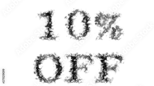 10  Off smoke text effect white isolated background. animated text effect with high visual impact. letter and text effect. 