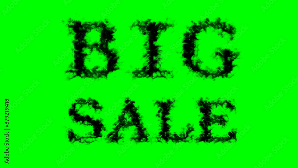 Big Sale smoke text effect green isolated background. animated text effect with high visual impact. letter and text effect. 