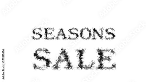 Seasons Sale smoke text effect white isolated background. animated text effect with high visual impact. letter and text effect. 