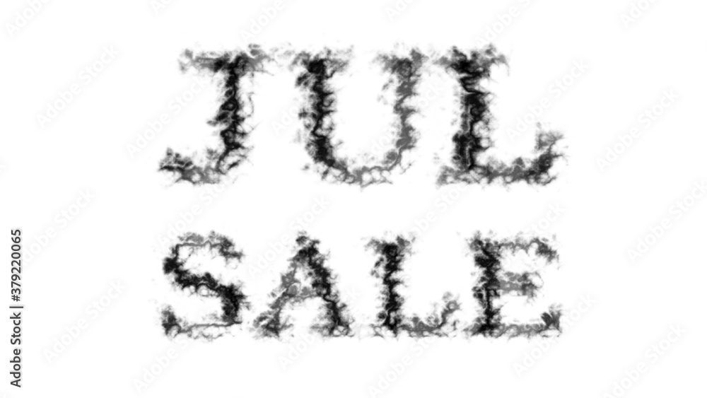 Jul Sale smoke text effect white isolated background. animated text effect with high visual impact. letter and text effect. Jul Sale smoke text effect white isolated background. animated text effect with high visual impact. letter and text effect.