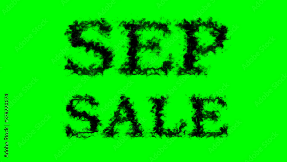 Sep Sale smoke text effect green isolated background. animated text effect with high visual impact. letter and text effect. 