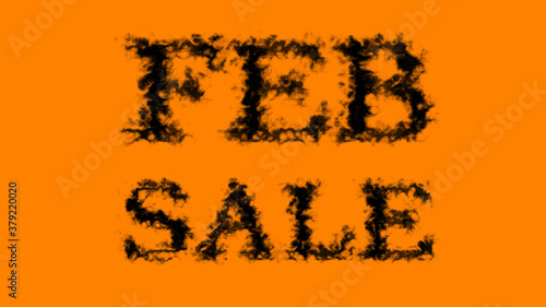 Feb Sale smoke text effect orange isolated background. animated text effect with high visual impact. letter and text effect. 