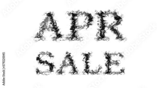Apr Sale smoke text effect white isolated background. animated text effect with high visual impact. letter and text effect. 