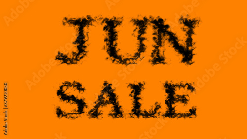 Jun Sale smoke text effect orange isolated background. animated text effect with high visual impact. letter and text effect. 