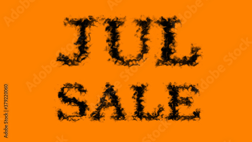 Jul Sale smoke text effect orange isolated background. animated text effect with high visual impact. letter and text effect. 