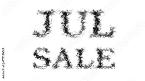 Jul Sale smoke text effect white isolated background. animated text effect with high visual impact. letter and text effect. 