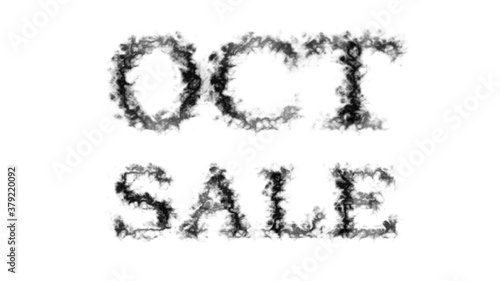 Oct Sale smoke text effect white isolated background. animated text effect with high visual impact. letter and text effect. 