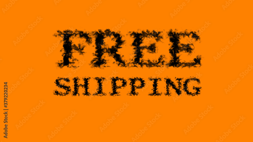 Free Shipping smoke text effect orange isolated background. animated text effect with high visual impact. letter and text effect. 