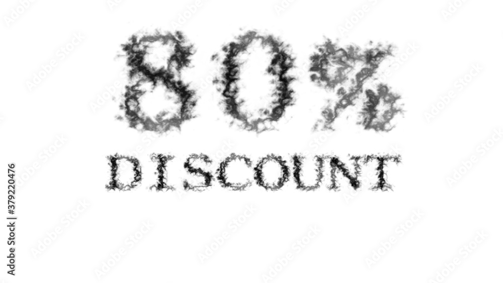80% discount smoke text effect white isolated background. animated text effect with high visual impact. letter and text effect. 80% discount smoke text effect white isolated background. animated text effect with high visual impact. letter and text effect.