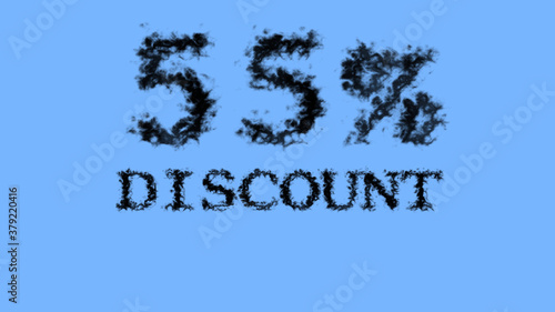 55  discount smoke text effect sky isolated background. animated text effect with high visual impact. letter and text effect. 