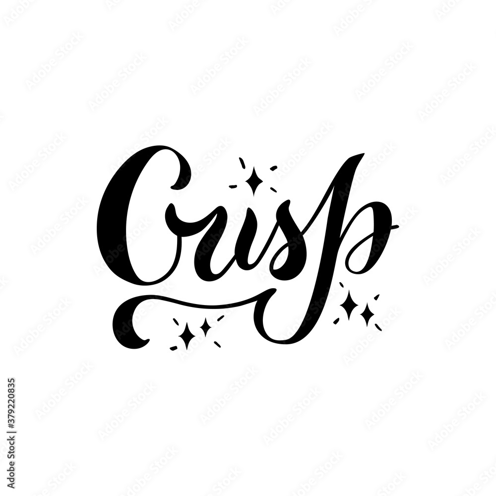 Vector illustration of crisp brush lettering for banner, flyer, poster, clothes, postcard, logo, advertisement, book cover design. Handwritten text for template, signage, billboard, print, decor 
