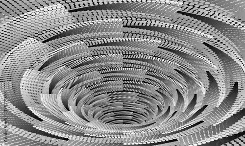 Tunnel or wormhole. Digital wireframe tunnel. 3D grid. Background abstract vector image