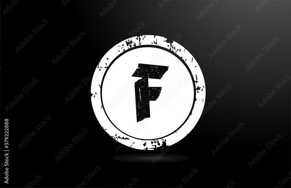 black and white F alphabet letter logo icon. Creative vintage design badge for business and company black and white F alphabet letter logo icon. Creative vintage design badge for business and company
