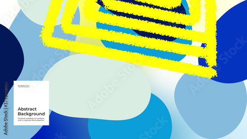 Abstract background illustration. Striped shapes and monochrome strokes. Decorative blue yellow minimal background, backdrop. Hand drawn texture, flow shapes and gradient. Eps10 vector.