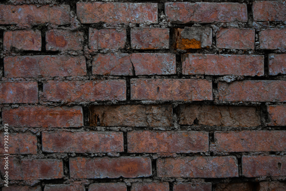 Obraz premium old broken brick wall red