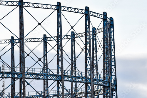 Tableau sur toile Steel gasometer, part of  the Victorian Temple Gasworks in Glasgow, Scotland