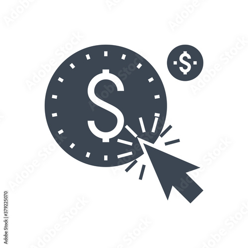 Pay Per Click Related Vector Glyph Icon. Isolated on White Background. Vector Illustration.