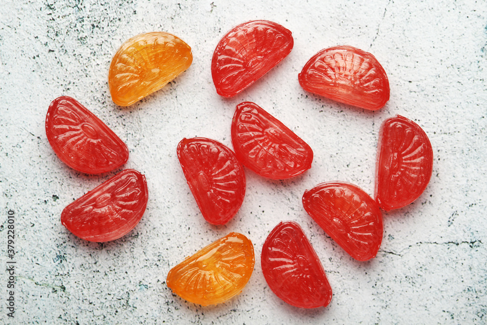Bright candy sweets on white background Bright candy sweets on white background