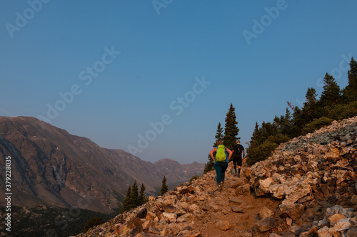 Hikers climbing the Quandry Peak Trail Breckenridge Colorado