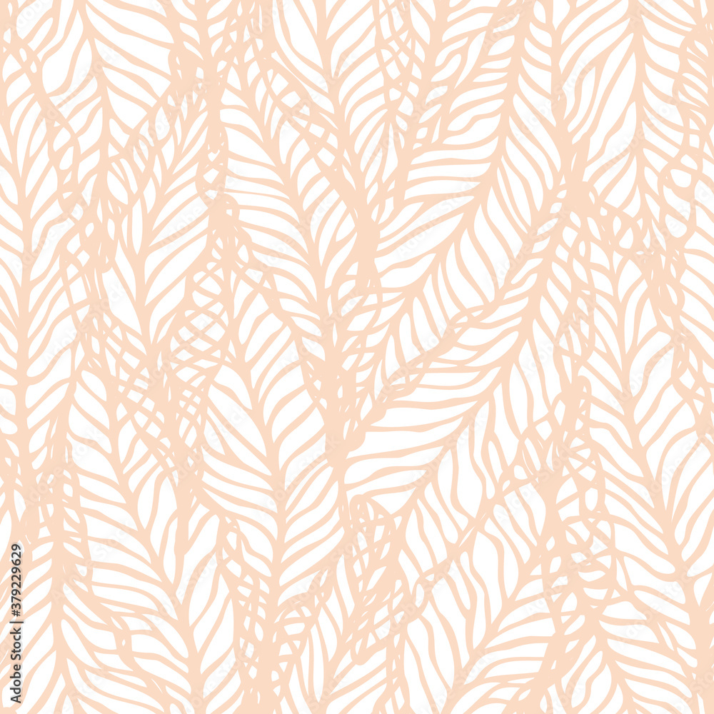 Vector seamless abstract pattern with hand drawn leaves. Beautiful design for textile, wallpaper, wrapping