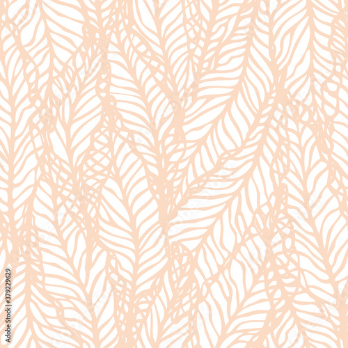 Vector seamless abstract pattern with hand drawn leaves. Beautiful design for textile, wallpaper, wrapping